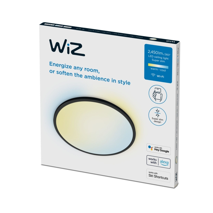 WiZ Superslim Smart Ceiling Light - Black 22W in the group HOME, HOUSEHOLD & GARDEN / Smart home / Smart Lights at TP E-commerce Nordic AB (C87386)