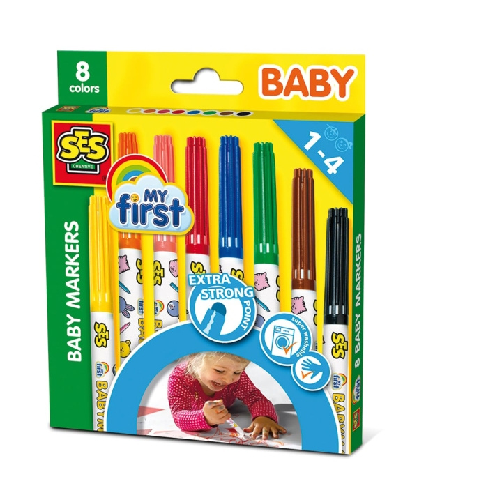 SES Creative Baby markers, 8 colours - (S00299) in the group TOYS, KIDS & BABY PRODUCTS / Toys / Draw & Count at TP E-commerce Nordic AB (C87538)