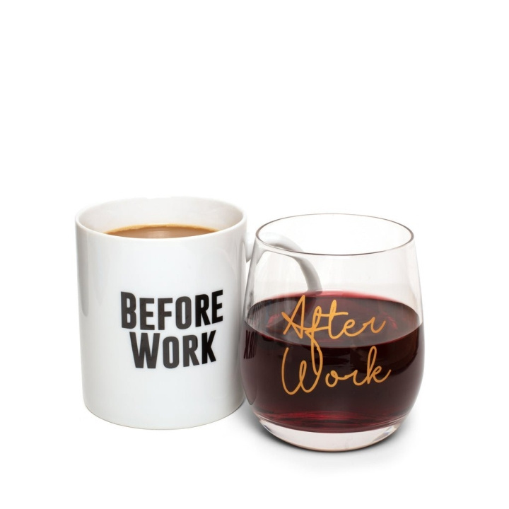 ThumbsUp Before Work, After Work Mug & Wine Mug & Glass Set in the group Sport, leisure & Hobby / Fun stuff / Cups at TP E-commerce Nordic AB (C87625)