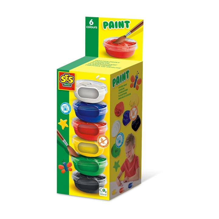 SES Creative Poster Paint 6x45ml - (S00381) in the group TOYS, KIDS & BABY PRODUCTS / Toys / Draw & Count at TP E-commerce Nordic AB (C88053)