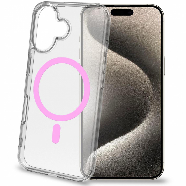 Celly Gelskinmag Magnetic Cover MagSafe iPhone 16 Transparent + Rosa in the group SMARTPHONE & TABLETS / Phone cases / Apple / iPhone 16 at TP E-commerce Nordic AB (C88235)