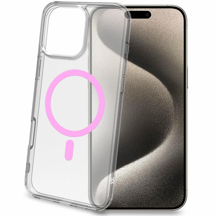 Celly Gelskinmag Magnetic Cover MagSafe iPhone 16 Pro Max Transparent + Rosa in the group SMARTPHONE & TABLETS / Phone cases / Apple / iPhone 16 at TP E-commerce Nordic AB (C88237)