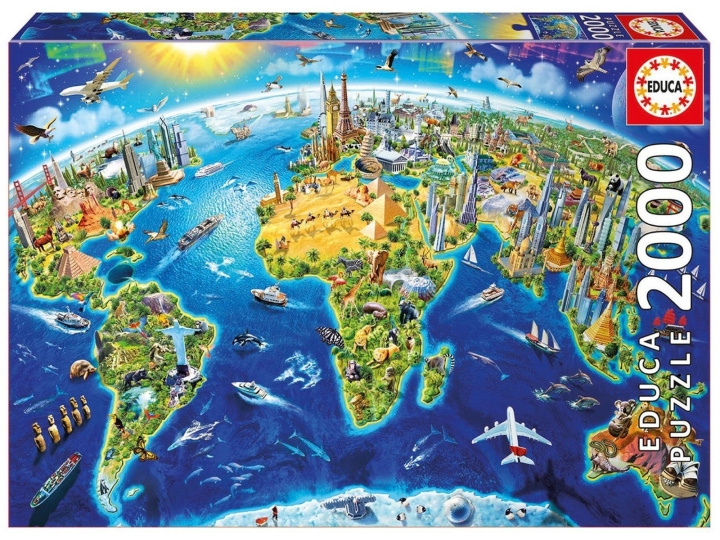 Educa Puzzle 2000 - World Landmarks Globus (017129) in the group Sport, leisure & Hobby / Hobby / Puzzle at TP E-commerce Nordic AB (C89102)