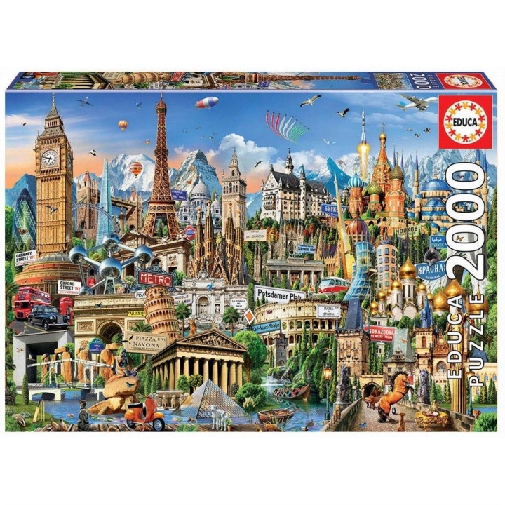 Educa Puzzle 2000 - Europe Landmarks (017697) in the group Sport, leisure & Hobby / Hobby / Puzzle at TP E-commerce Nordic AB (C89133)