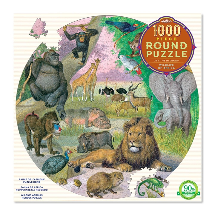 eeBoo Round Puzzle - Wildlife of Africa, 1000 Pc (EPZCWLA) in the group Sport, leisure & Hobby / Hobby / Puzzle at TP E-commerce Nordic AB (C89137)