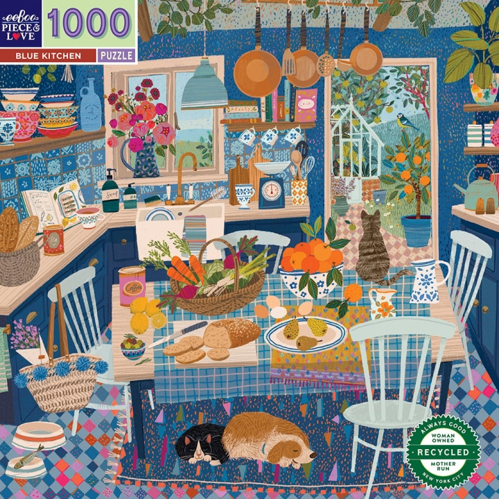 eeBoo Puzzle 1000 pcs - Blue Kitchen - (EPZTBUK in the group Sport, leisure & Hobby / Hobby / Puzzle at TP E-commerce Nordic AB (C89264)