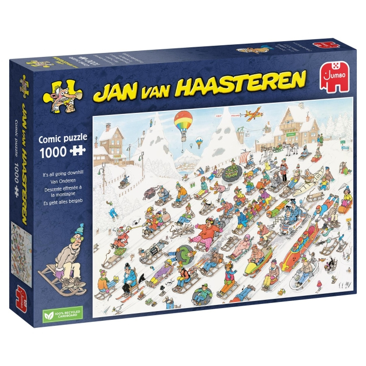 Jan van Haasteren Its All Going Downhill (1000 pieces) (JUM00025) in the group Sport, leisure & Hobby / Hobby / Puzzle at TP E-commerce Nordic AB (C89429)