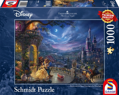 Schmidt Thomas Kinkade: Disney - The Beauty and the Beast Dancing in the Moonlight (1000 pieces) (SCH4848) in the group Sport, leisure & Hobby / Hobby / Puzzle at TP E-commerce Nordic AB (C89447)