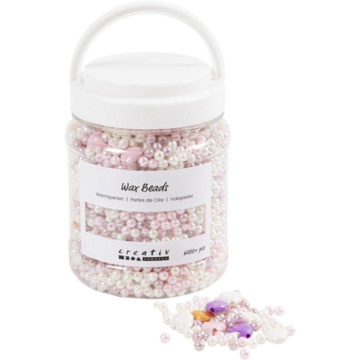 DIY Kit Wax Beads, mother-of-pearl, pastel orange, soft rose, light lilac, 425 g, hole size 1,3-2,5 mm, 700 ml/ 1 tub (977757) in the group Sport, leisure & Hobby / Hobby / DIY Kit at TP E-commerce Nordic AB (C89736)