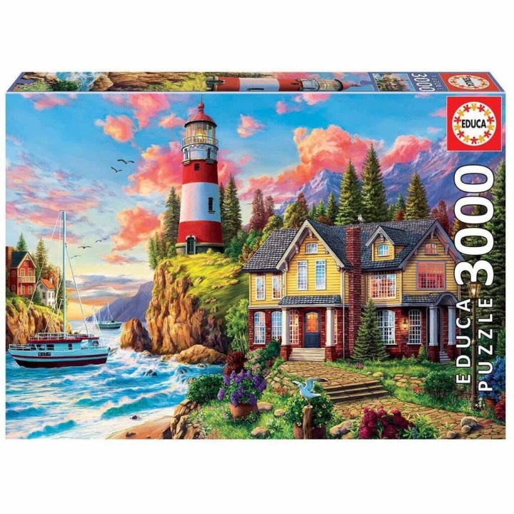 Educa 3000 pcs - Lighthouse near the ocean Puzzle (80-18507) in the group Sport, leisure & Hobby / Hobby / Puzzle at TP E-commerce Nordic AB (C89906)