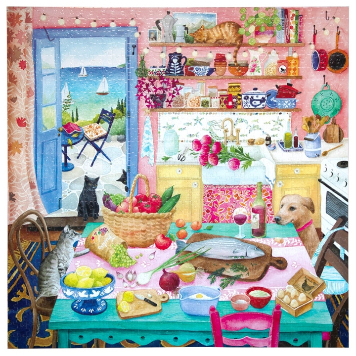 eeBoo Puzzle 1000 pcs - Pink Kitchen - (EPZTPNK) in the group Sport, leisure & Hobby / Hobby / Puzzle at TP E-commerce Nordic AB (C90012)