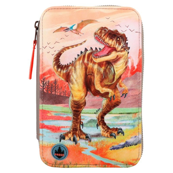 Dino World Triple Pencil Case LED Khaki Brown (412381) in the group TOYS, KIDS & BABY PRODUCTS / Toys / Draw & Count at TP E-commerce Nordic AB (C90209)