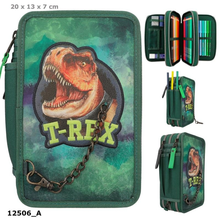 Dino World Triple Pencil Case - T-REX - Green -( 0412506 ) in the group TOYS, KIDS & BABY PRODUCTS / Toys / Draw & Count at TP E-commerce Nordic AB (C90270)