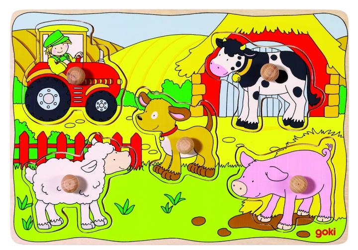 Goki On the farm, Lift out puzzle - (57589) in the group TOYS, KIDS & BABY PRODUCTS / Toys / Kids puzzle at TP E-commerce Nordic AB (C90319)