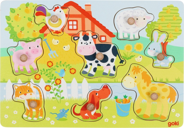 Goki Farm animals, lift-out puzzle - (57392) in the group TOYS, KIDS & BABY PRODUCTS / Toys / Kids puzzle at TP E-commerce Nordic AB (C90320)