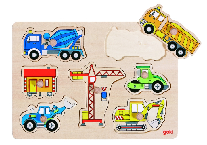 Goki Building site vehicles, Lift out puzzle - (57593) in the group Sport, leisure & Hobby / Hobby / Puzzle at TP E-commerce Nordic AB (C90321)