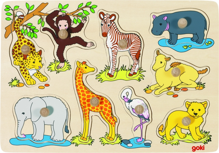 Goki African baby animals, Lift out puzzle - (57829) in the group Sport, leisure & Hobby / Hobby / Puzzle at TP E-commerce Nordic AB (C90322)