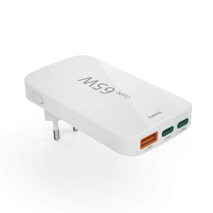 Hama Charger 2x USB-C 1x USB-A Flat PD 65W White in the group SMARTPHONE & TABLETS / Chargers & Cables / Wall charger / Wall charger USB at TP E-commerce Nordic AB (C90700)