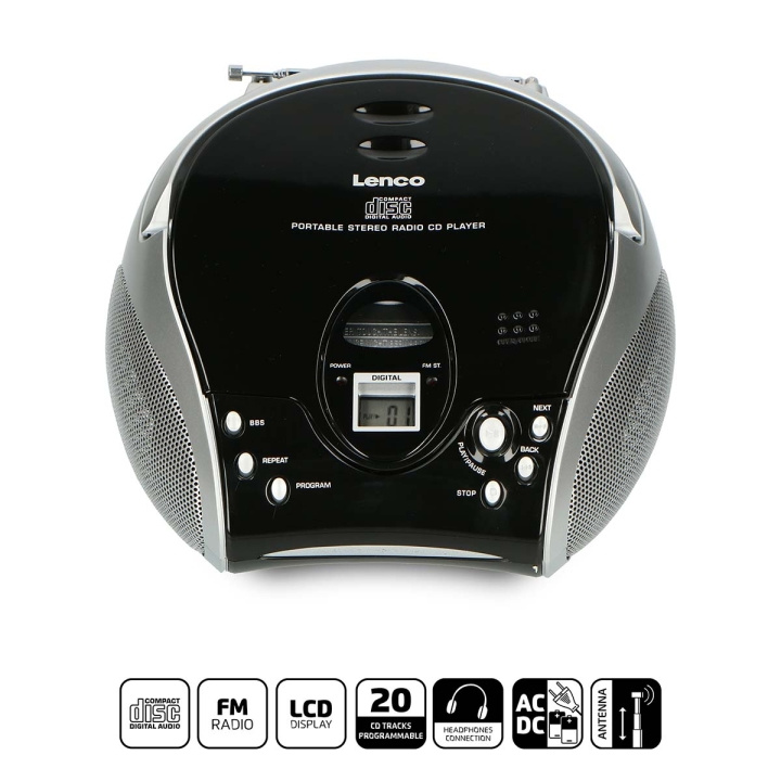 Lenco Portable stereo FM radio with CD player Black/silver in the group HOME ELECTRONICS / Audio & Picture / Home cinema, Hifi & Portable / Radio & Alarm clocks / Radio at TP E-commerce Nordic AB (C90744)