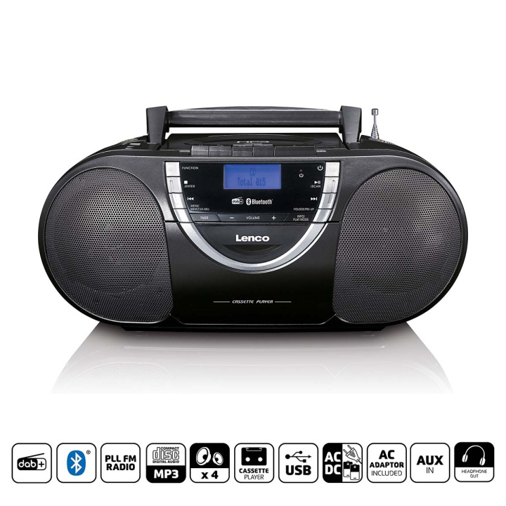 Lenco Portable DAB+ and FM Radio with CD Cassette and Bluetooth Black in the group HOME ELECTRONICS / Audio & Picture / Home cinema, Hifi & Portable / Radio & Alarm clocks / Radio at TP E-commerce Nordic AB (C90755)