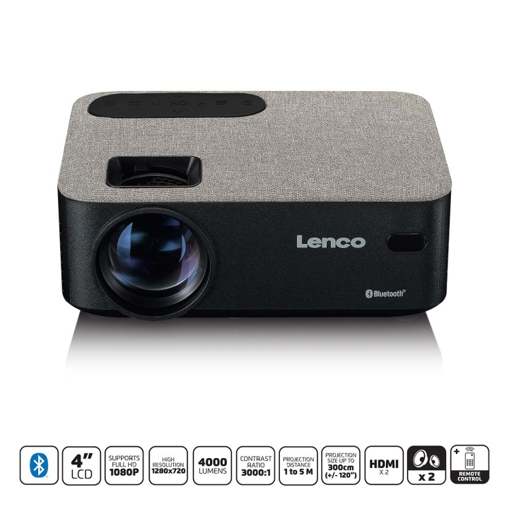 Lenco HD 720P LCD Projector with Bluetooth Grey in the group HOME ELECTRONICS / Audio & Picture / Home cinema, Hifi & Portable / Projectors & Accessories at TP E-commerce Nordic AB (C90756)