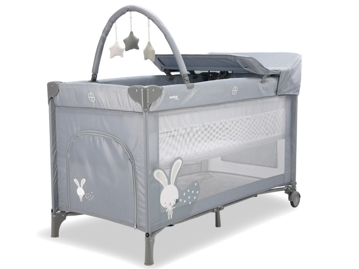 Asalvo Travel cot complete Rabbit - Grey (AV-19714) in the group TOYS, KIDS & BABY PRODUCTS / Children\'s room / Childrens beds at TP E-commerce Nordic AB (C91058)