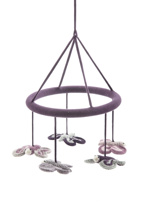 Smallstuff Hanging Mobile Butterflies - Aubergine/silver in the group TOYS, KIDS & BABY PRODUCTS / Baby toys / Activity toys at TP E-commerce Nordic AB (C91108)