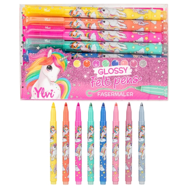 Ylvi & the Minimoomis Ylvi - Glossy Felt Pen Set ( 0412094 ) in the group TOYS, KIDS & BABY PRODUCTS / Toys / Draw & Count at TP E-commerce Nordic AB (C91388)