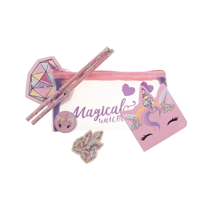 Unicorn Gems Filled mesh pencil pouch w/station (092308156) in the group TOYS, KIDS & BABY PRODUCTS / Toys / Draw & Count at TP E-commerce Nordic AB (C91572)