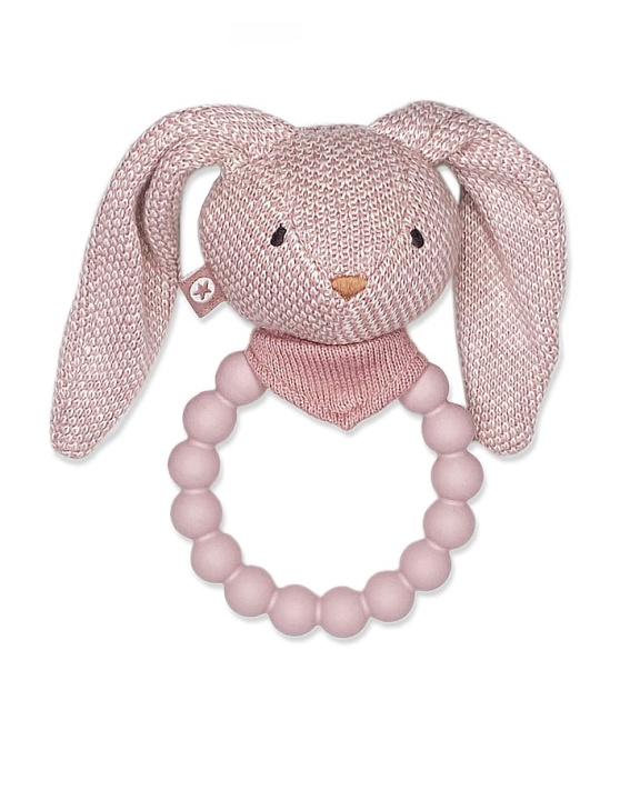 Smallstuff Rattle Silicone Ring w. Knitted Bunny Soft Powder in the group TOYS, KIDS & BABY PRODUCTS / Baby Gadgets / Pacifiers & Teething toys at TP E-commerce Nordic AB (C91830)