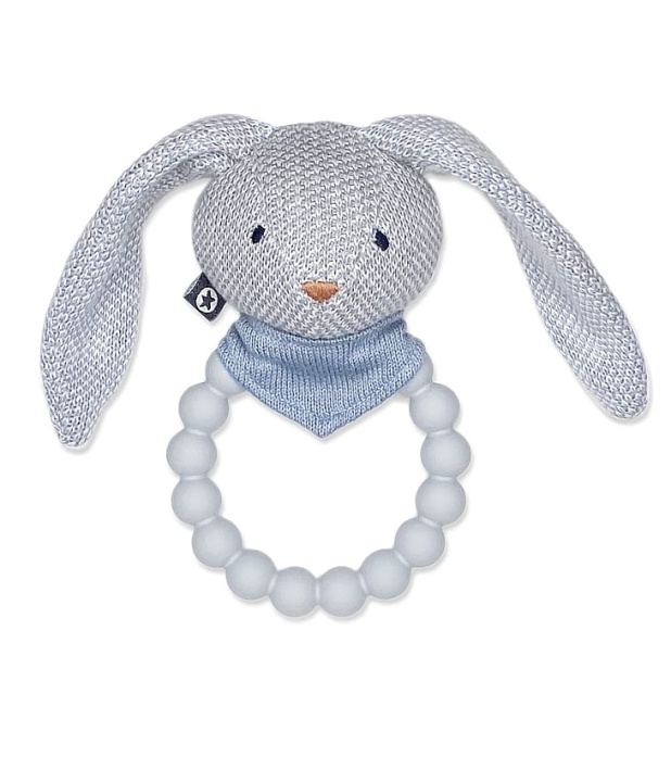 Smallstuff Rattle Silicone Ring w. Knitted Bunny Light Blue in the group TOYS, KIDS & BABY PRODUCTS / Baby Gadgets / Pacifiers & Teething toys at TP E-commerce Nordic AB (C91831)