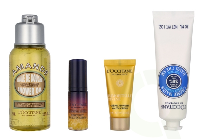 L\'Occitane Iconics L\'Occitane Set 114 ml Immortelle Nuit Huile-en-Serum 5ml/Immortelle Divine Cream 4ml/Almond Shower Oil 75ml/Shea Butter Dry Skin Hand Cream 30ml in the group BEAUTY & HEALTH / Gift sets / Gift sets for her at TP E-commerce Nordic AB (C91975)