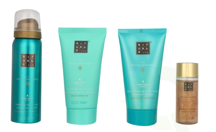 Rituals Karma Set 220 ml Shimmering Body OIl 30 ml/Foaming Shower Gel 50 ml/Mild Body Scrub Paste 70 ml/24h Hydrating Body Lotion 70 ml in the group BEAUTY & HEALTH / Gift sets / Gift sets for her at TP E-commerce Nordic AB (C92060)