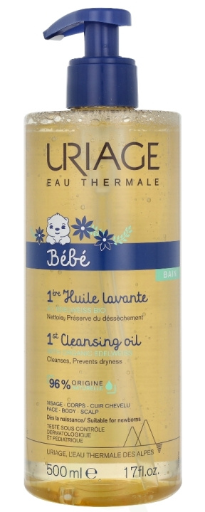 Uriage Bebe 1st Cleansing Oil 500 ml Cleansess, Prevents Dryness in the group BEAUTY & HEALTH / Skin care / Body health / Bath & Shower gels at TP E-commerce Nordic AB (C92176)