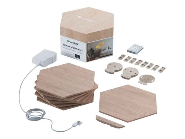 Nanoleaf Elements - Wood Look Hexagons Starter Kit- 7 Panels in the group HOME, HOUSEHOLD & GARDEN / Smart home / Smart home systems at TP E-commerce Nordic AB (C92559)