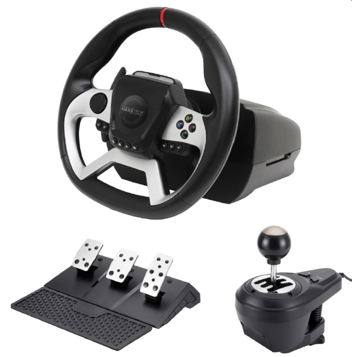 Maxx Tech Pro FF Racing Wheel Kit (Wheel, 3-pedal set & shifter) - PS4/PC/ XBOX in the group COMPUTERS & PERIPHERALS / GAMING / Gaming accessories at TP E-commerce Nordic AB (C93140)