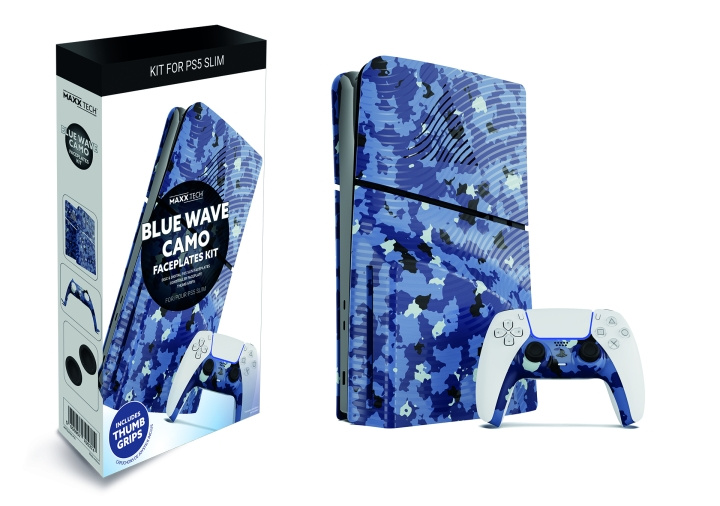 Maxx Tech PS5 Slim Faceplates + Controller Faceplates - Blue Wave Camo in the group HOME ELECTRONICS / Game consoles & Accessories / Sony PlayStation 5 at TP E-commerce Nordic AB (C93179)