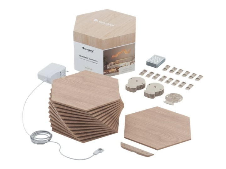 Nanoleaf Elements - Wood Look Hexagons Starter Kit- 13 Panels in the group HOME, HOUSEHOLD & GARDEN / Smart home / Smart home systems at TP E-commerce Nordic AB (C93426)