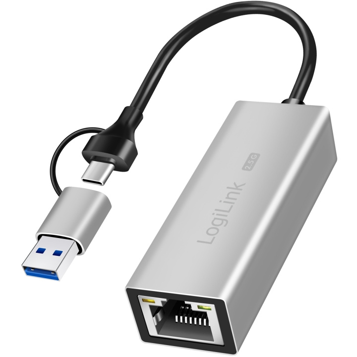 LogiLink USB-A/USB-C -> 2,5 Gigabit Nätverksadapter RJ45 in the group COMPUTERS & PERIPHERALS / Network / Network cards / USB at TP E-commerce Nordic AB (C93483)