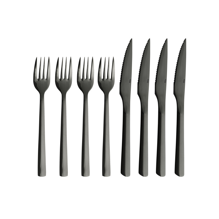 RAW Steakset - Dishwasher safe - Black coating - 8 pcs (15516) in the group HOME, HOUSEHOLD & GARDEN / Kitchen utensils / Other kitchen tools at TP E-commerce Nordic AB (C93846)