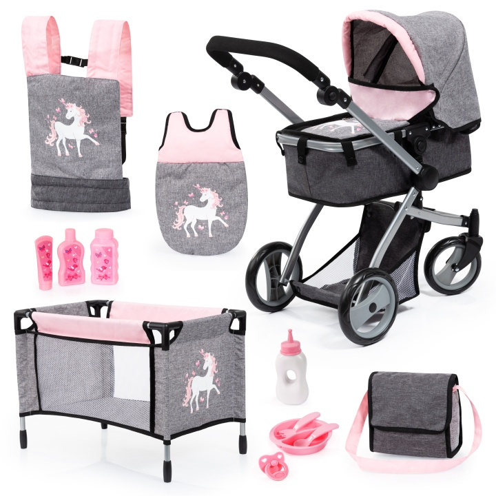 Bayer Dolls Pram Playset - Rosa / Grey (18333AC) in the group TOYS, KIDS & BABY PRODUCTS / Toys / Docks & Accessories at TP E-commerce Nordic AB (C93977)