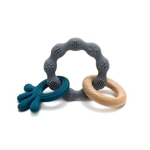 Magni Teether bracelet Squid and wood appendix. Petroleum-green - (5568) in the group TOYS, KIDS & BABY PRODUCTS / Baby toys / Activity toys at TP E-commerce Nordic AB (C94329)