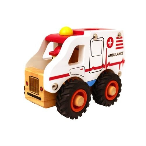 Magni Wooden ambulance with rubber wheels (2626) in the group TOYS, KIDS & BABY PRODUCTS / Toys / Toy cars at TP E-commerce Nordic AB (C94346)