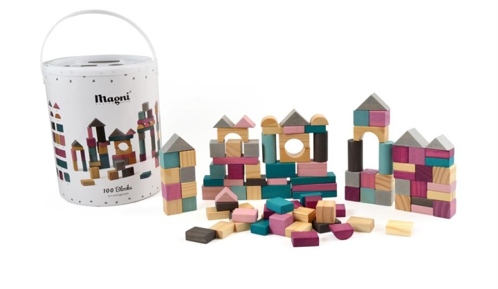 Magni Wooden Building blocks, 100 pcs (2956) in the group TOYS, KIDS & BABY PRODUCTS / Toys / Building toys / Toy blocks at TP E-commerce Nordic AB (C94507)