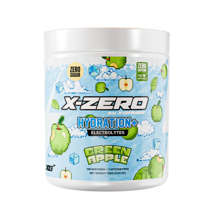 X-GAMER Energy Drink Powder X-Zero Hydration+ 160 gram Green Apple in the group COMPUTERS & PERIPHERALS / GAMING / Energydrinks for gamers at TP E-commerce Nordic AB (C94719)