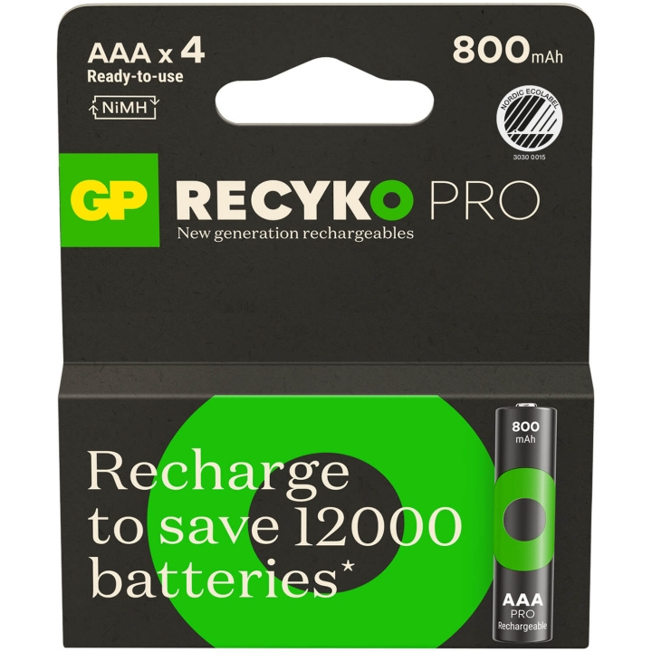 GP Battery Recyko Pro NiMH AAA HR03 800mAh 4-Pack in the group HOME ELECTRONICS / Batteries & Chargers / Batteries / AAA at TP E-commerce Nordic AB (C94758)