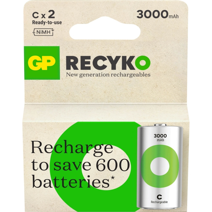 GP Battery Recyko NiMH C HR14 3000mAh 2-Pack in the group HOME ELECTRONICS / Batteries & Chargers / Batteries / Other at TP E-commerce Nordic AB (C94759)