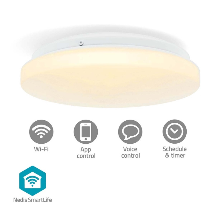 Nedis SmartLife Ceiling Light | Wi-Fi | RGB / Warm to Cool White | Round | Diameter: 260 mm | 1820 lm | 2700 - 6500 K | IP44 | Energy class: F | Android™ / IOS in the group HOME ELECTRONICS / Lighting / Ceiling lights at TP E-commerce Nordic AB (C94861)