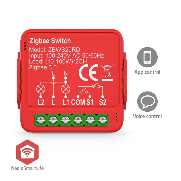 Nedis SmartLife Power Switch | Zigbee 3.0 | 2x100 W | Terminal Connection | App available for: Android™ / IOS in the group HOME, HOUSEHOLD & GARDEN / Electricity & Lighting / electrical installation / Accessories at TP E-commerce Nordic AB (C94864)