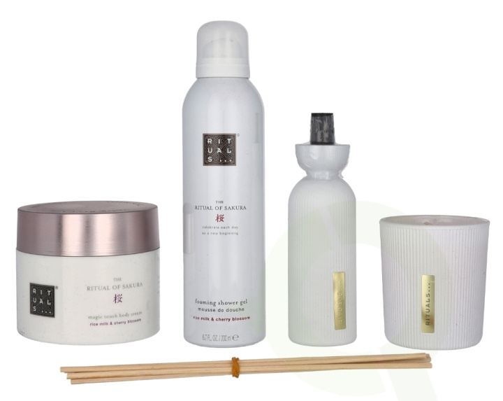 Rituals Sakura Set 610 ml Scented Candle 140ml/Mini Fragrance Sticks 70ml/Foaming Shower Gel 200ml/Body Cream 200ml in the group BEAUTY & HEALTH / Gift sets / Gift sets for her at TP E-commerce Nordic AB (C94963)